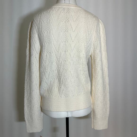 NWT Nanette Lepore Cream Pearl Bead Knit V-Neck Sweater Womens Large L Coquette - Picture 6 of 10